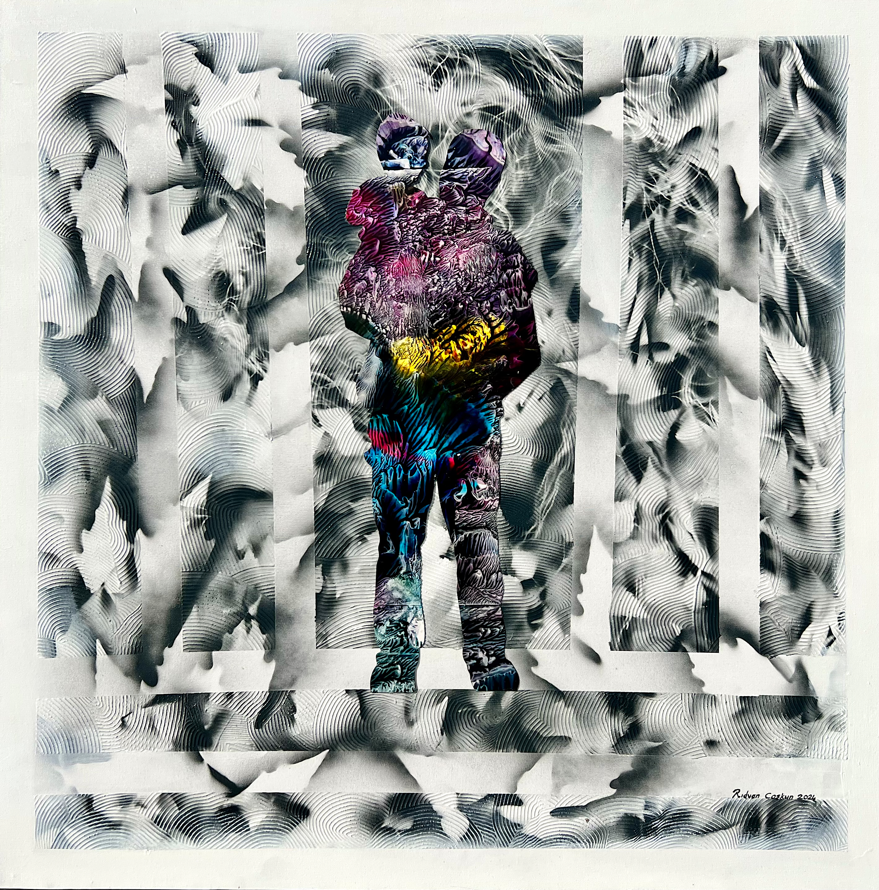 Tuval Üzerine Akrilik 100x100cm Baba Çocuk 2024